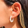 Mali Beads Chunky Pearl Hoops
